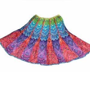 Phool Boho Patchwork Circle Skirt Women’s XL 100% Cotton Festival Hippie India
